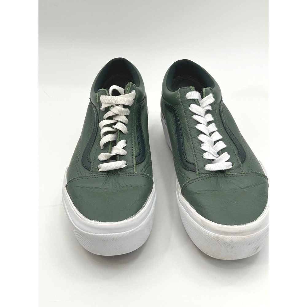 Vans Old Skool Stacked Forest Green Leather Platform Sneakers Mens 6.5 Womens 8 - Picture 4 of 9
